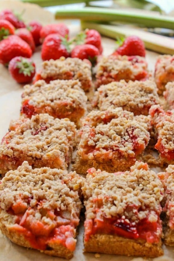 Strawberry Rhubarb Bars (GF & V) A Saucy Kitchen