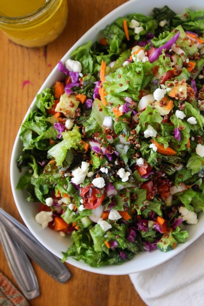 Chopped Farm Salad with Quinoa and Garden Greens - A Saucy Kitchen