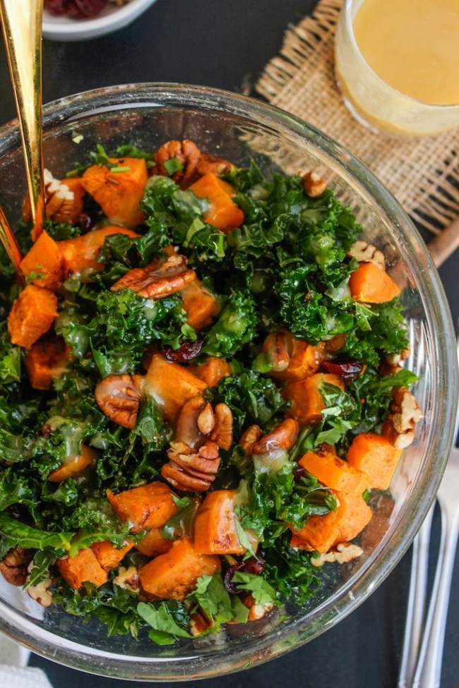 Spicy Roasted Sweet Potato And Kale Salad A Saucy Kitchen