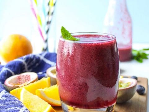 Passion fruit Blueberry & Orange Smoothie - A Saucy Kitchen