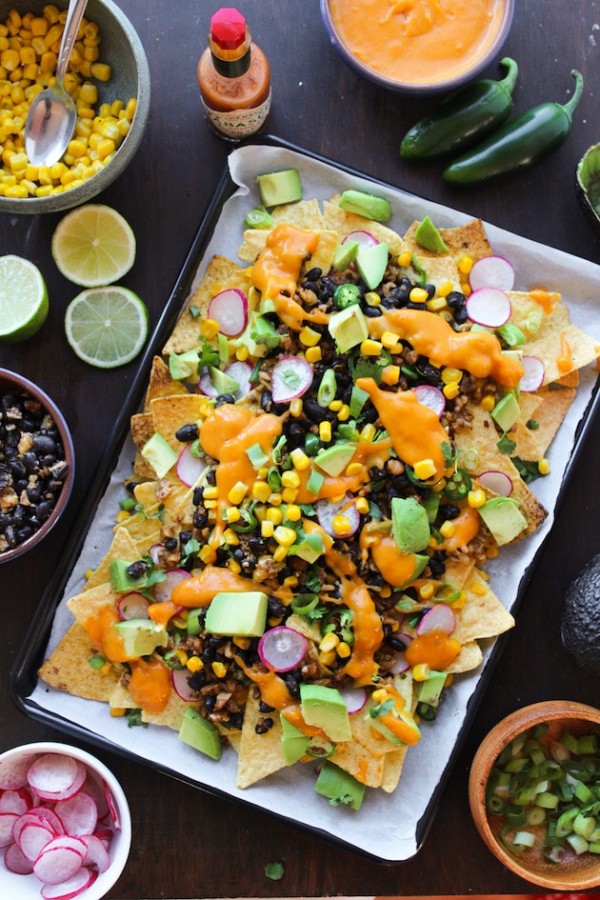 Healthy-ish Cheesy Vegan Nachos - A Saucy Kitchen