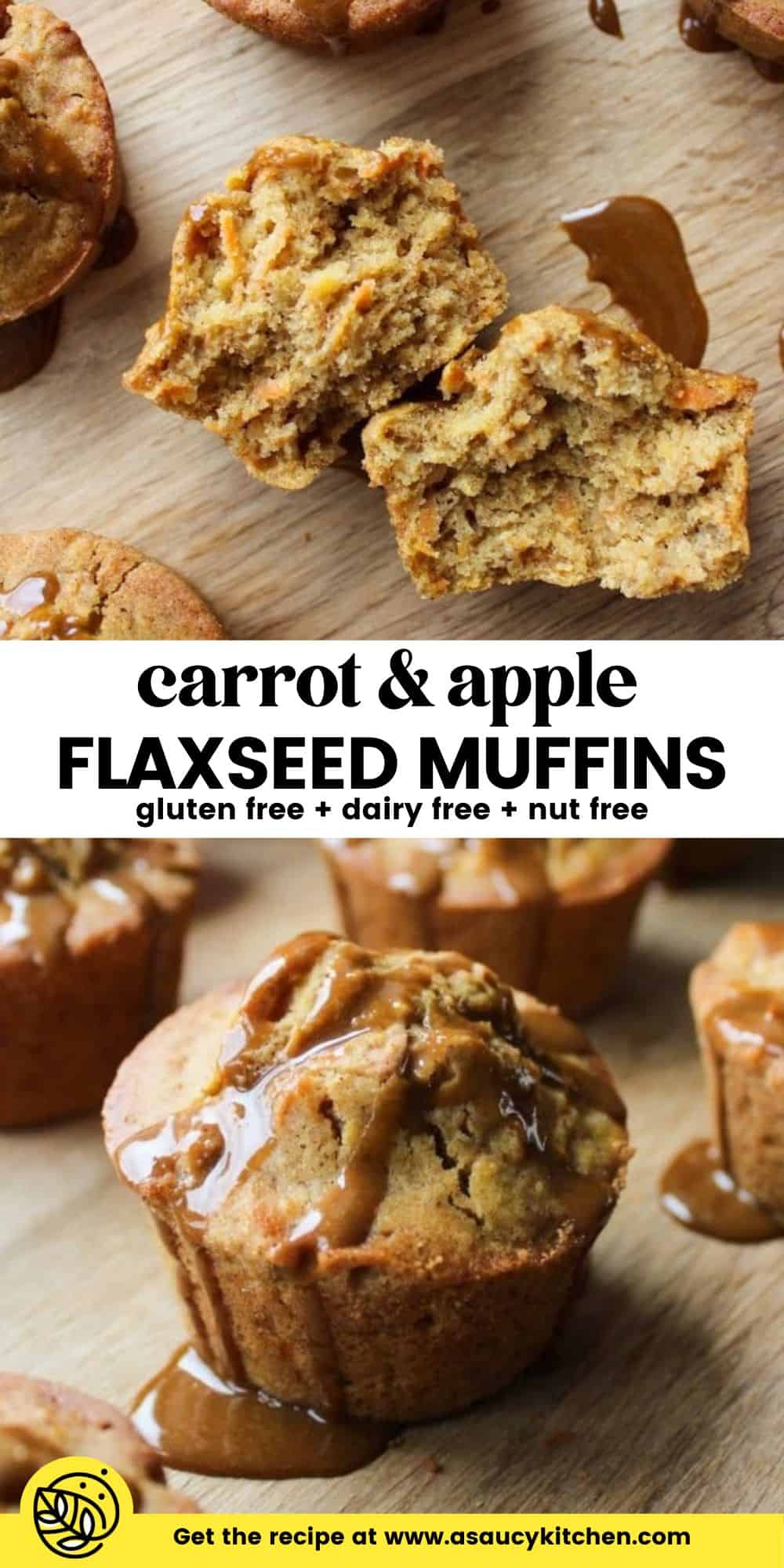 Carrot Apple Muffins with Flaxseed - Gluten Free - A Saucy Kitchen