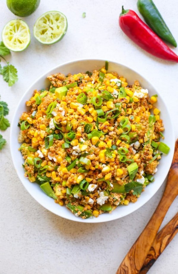 Southwest Avocado Quinoa Corn Salad - A Saucy Kitchen