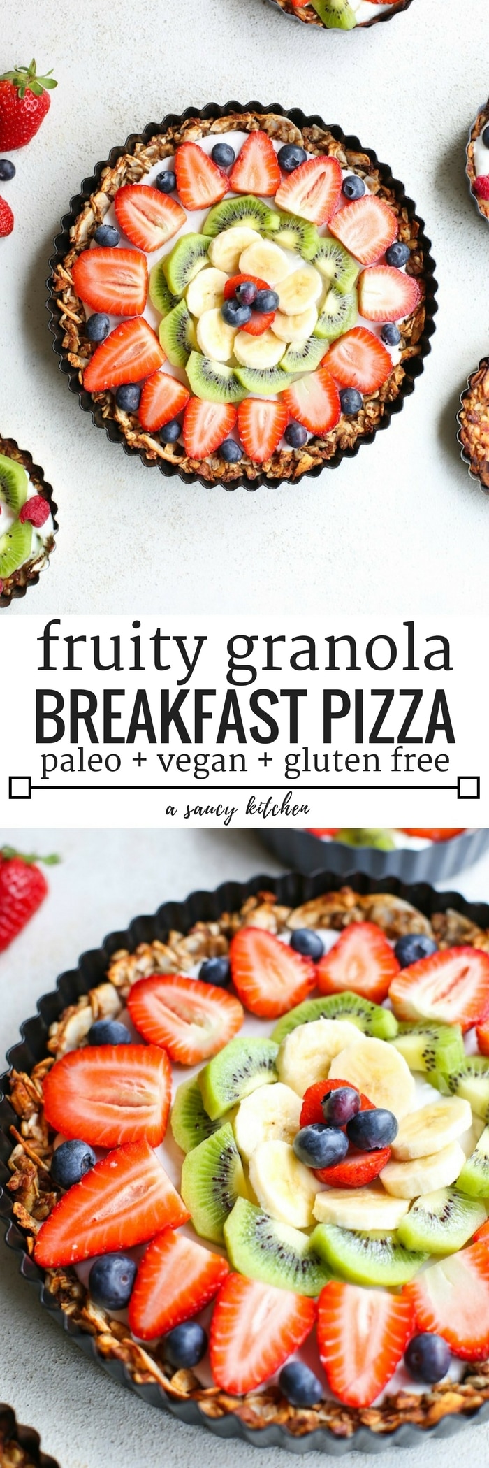 Fruity Paleo Granola Breakfast Pizza - A Saucy Kitchen