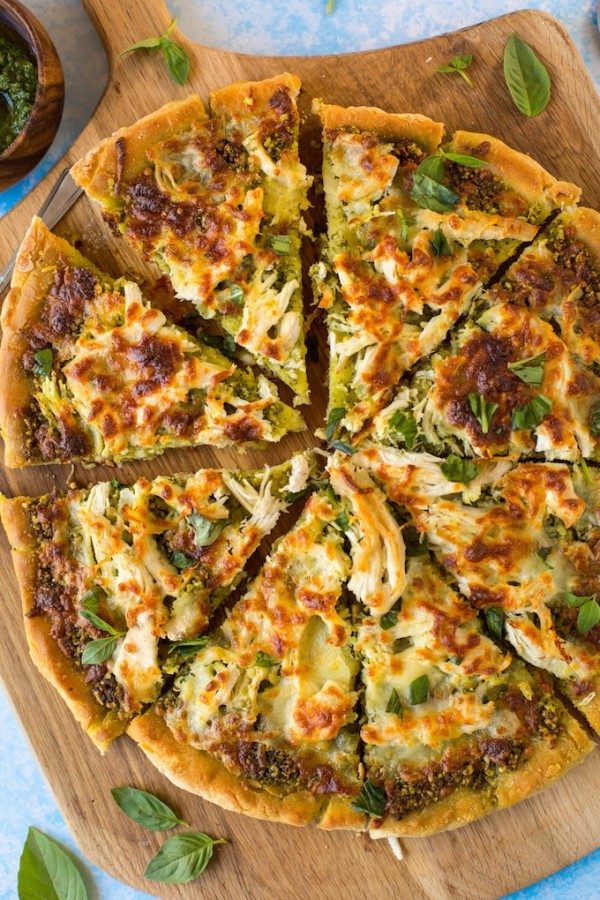 Low FODMAP Chicken Pesto Pizza - A Saucy Kitchen