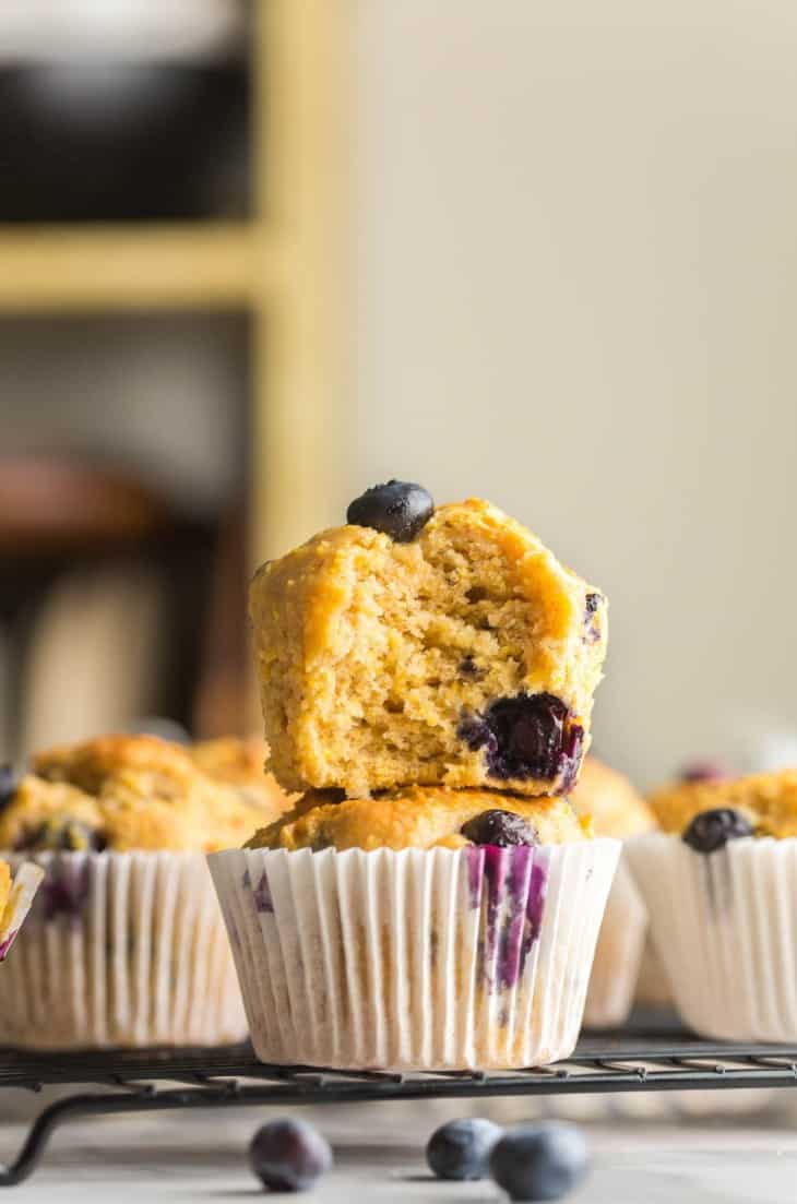 Gluten Free Blueberry Cornbread Muffins (Dairy Free) - A Saucy Kitchen