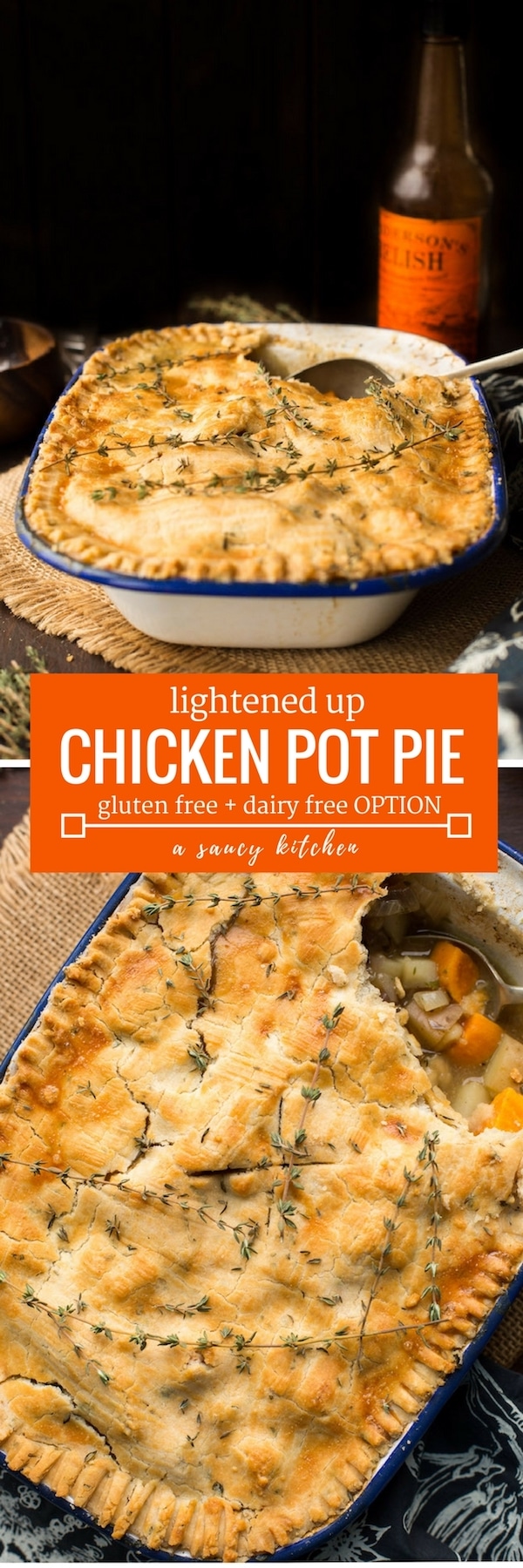 Healthier Gluten Free Chicken Pot Pie with an Herb Crust - A Saucy Kitchen