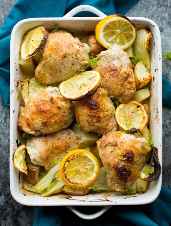 Roasted Lemon & Fennel Chicken Thighs - A Saucy Kitchen