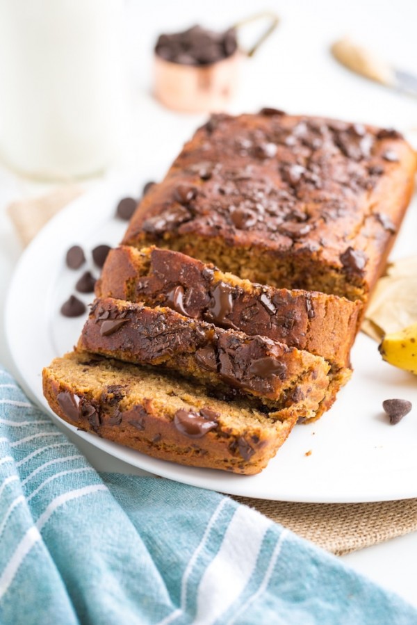 Chickpea Chocolate Chip Vegan Banana Bread - A Saucy Kitchen