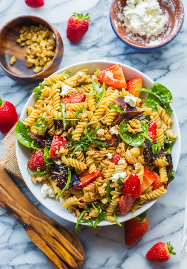 Balsamic Strawberry Pasta Salad - A Saucy Kitchen