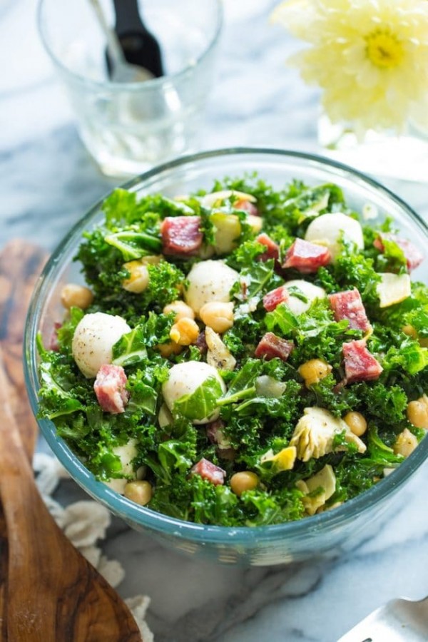 Chickpea Kale Antipasto Salad - A Saucy Kitchen