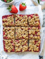 Strawberry Rhubarb Bars (GF & V) - A Saucy Kitchen