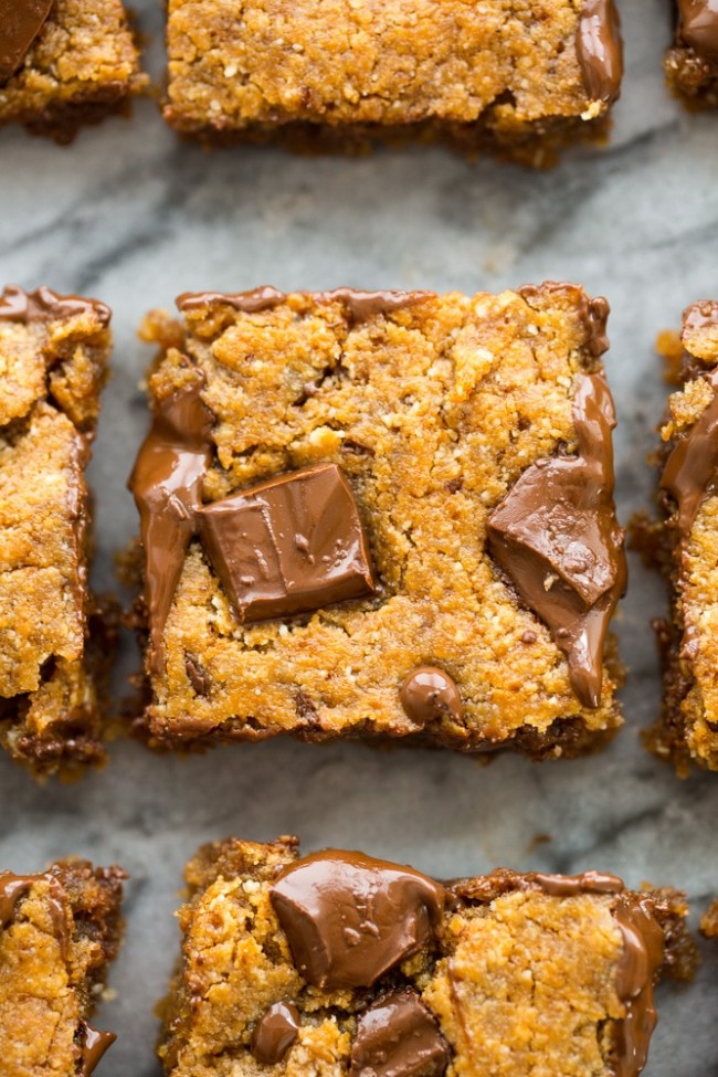 Chocolate Chunk Paleo Vegan Blondies - A Saucy Kitchen