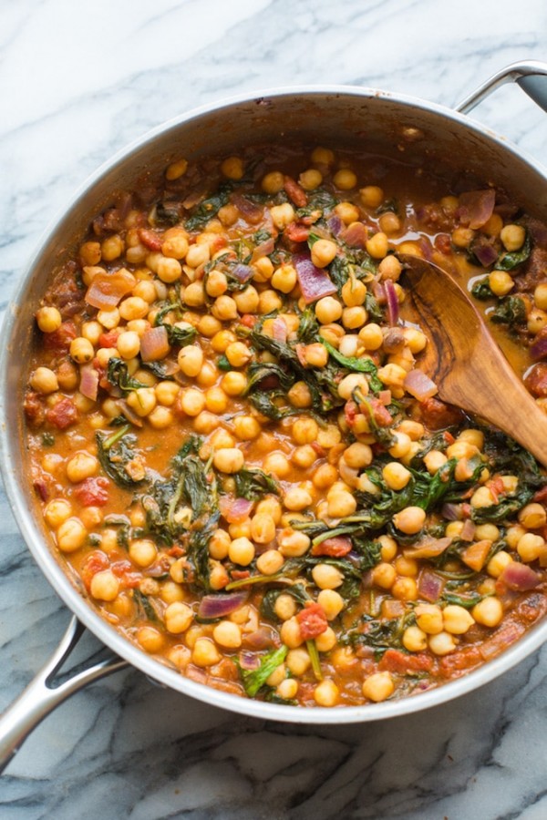 Mediterranean Chickpea Stew with Spinach & Feta - A Saucy Kitchen