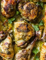 One Pan Chicken with Lemon Garlic Potatoes & Brussels Sprouts - A Saucy ...