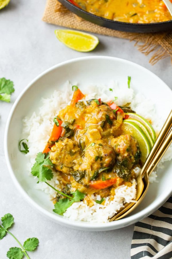 Coconut Curry Chicken Meatballs A Saucy Kitchen