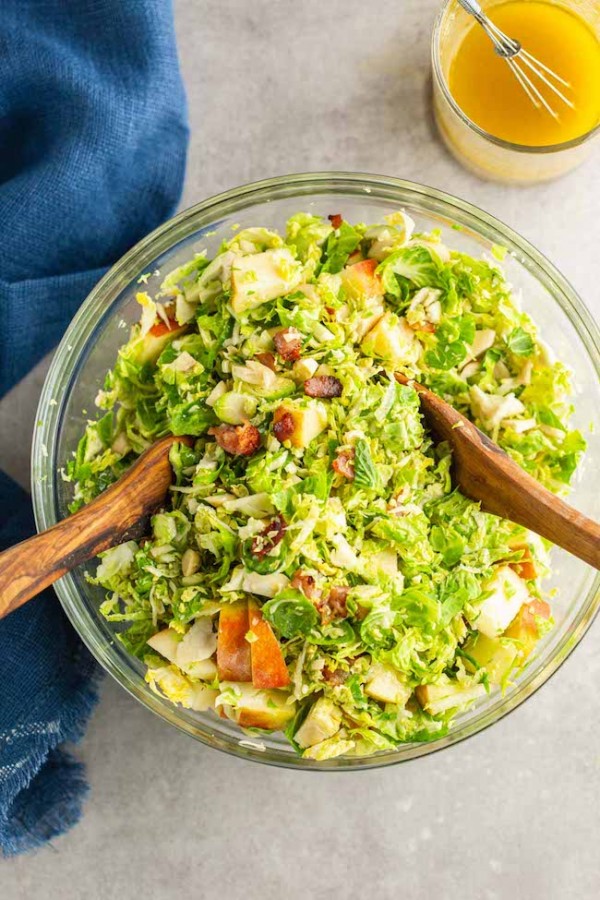 Shaved Brussels Sprouts Salad with Apples & Honey Mustard Vinaigrette ...