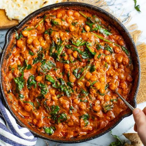 Tomato Basil Coconut Chickpea Curry