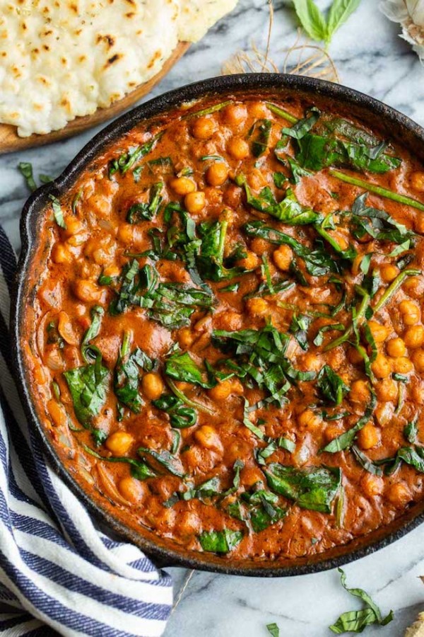 Tomato Basil Coconut Chickpea Curry (One Pot) - A Saucy Kitchen