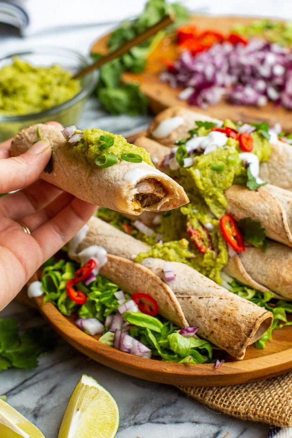 Baked Jackfruit Taquitos - A Saucy Kitchen