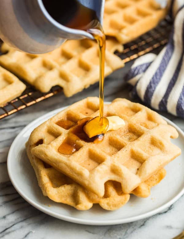 Almond Flour Waffles with syrup