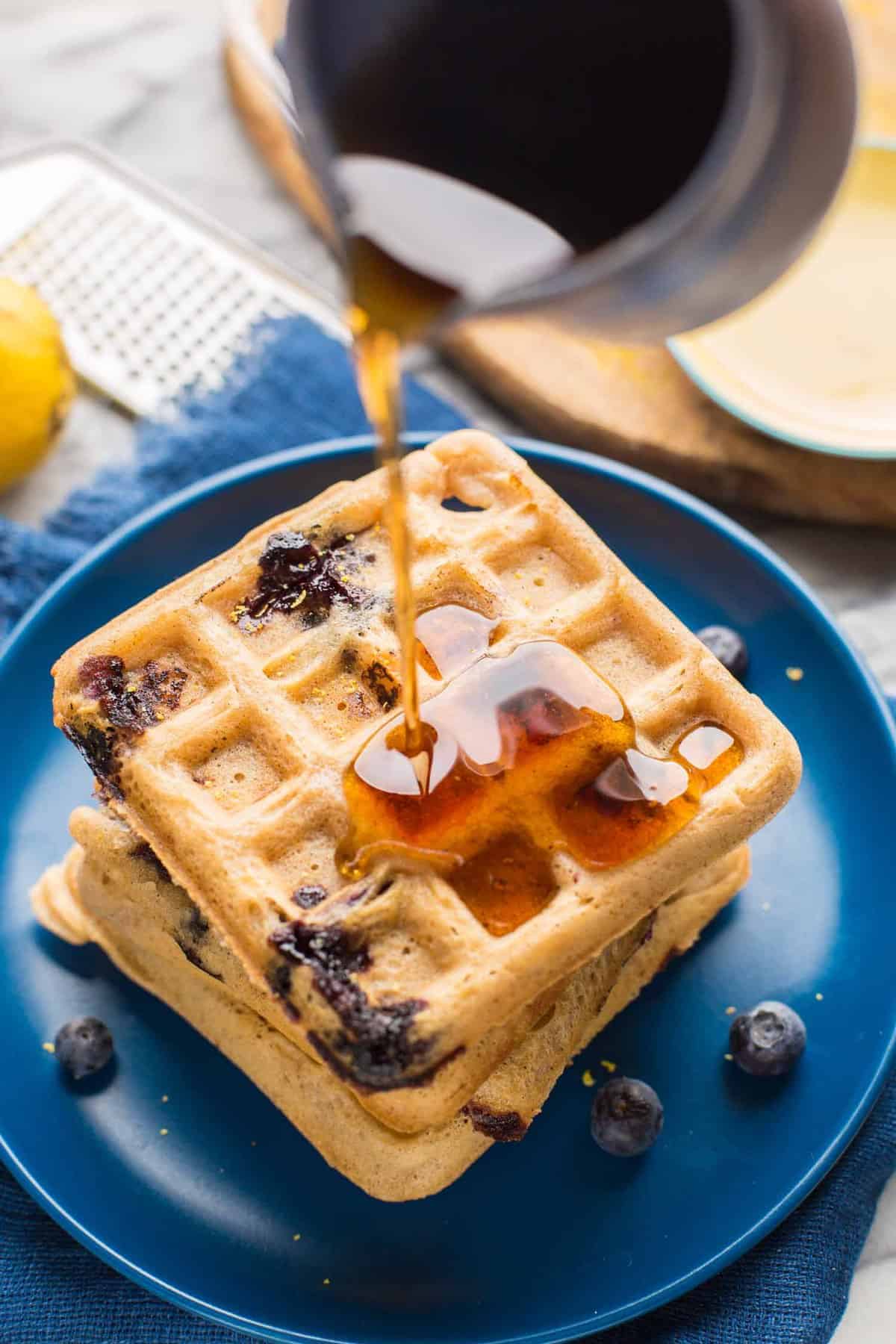 Gluten Free Blueberry Waffles - A Saucy Kitchen 