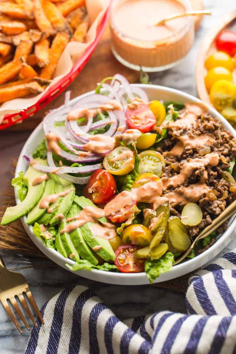 Low Carb Burger Bowls with Special Sauce A Saucy Kitchen