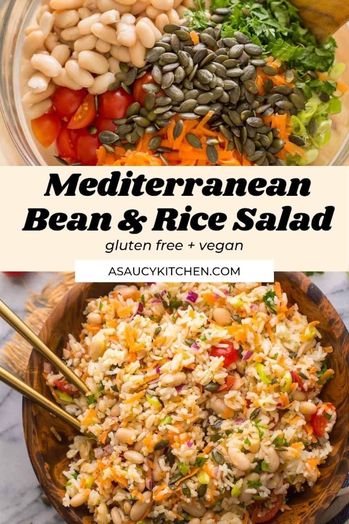 Mediterranean Bean & Rice Salad - A Saucy Kitchen