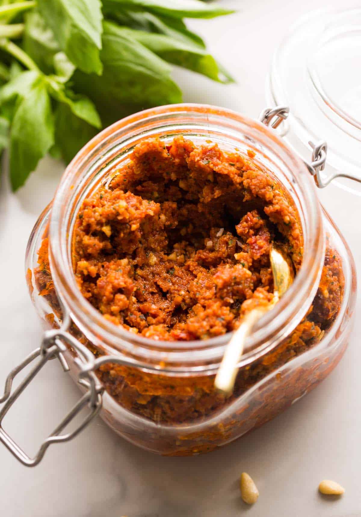 Pesto Rosso (Sun Dried Tomato Pesto) - A Saucy Kitchen