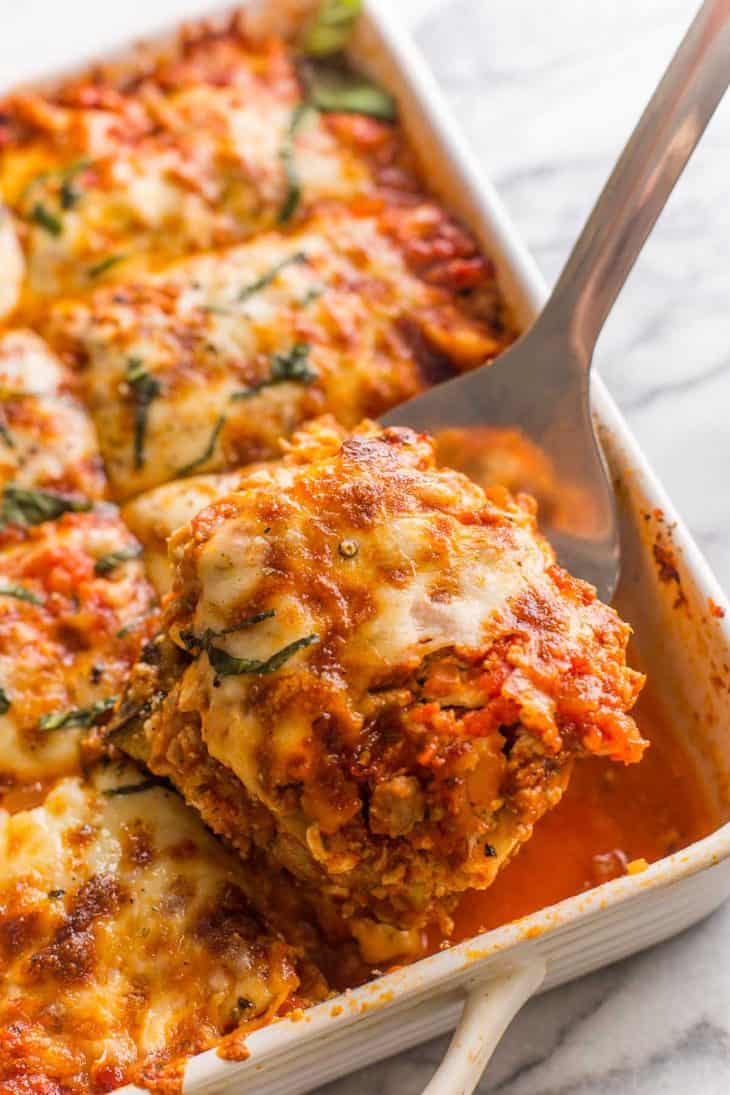 Roasted Eggplant Lasagna with Turkey - A Saucy Kitchen