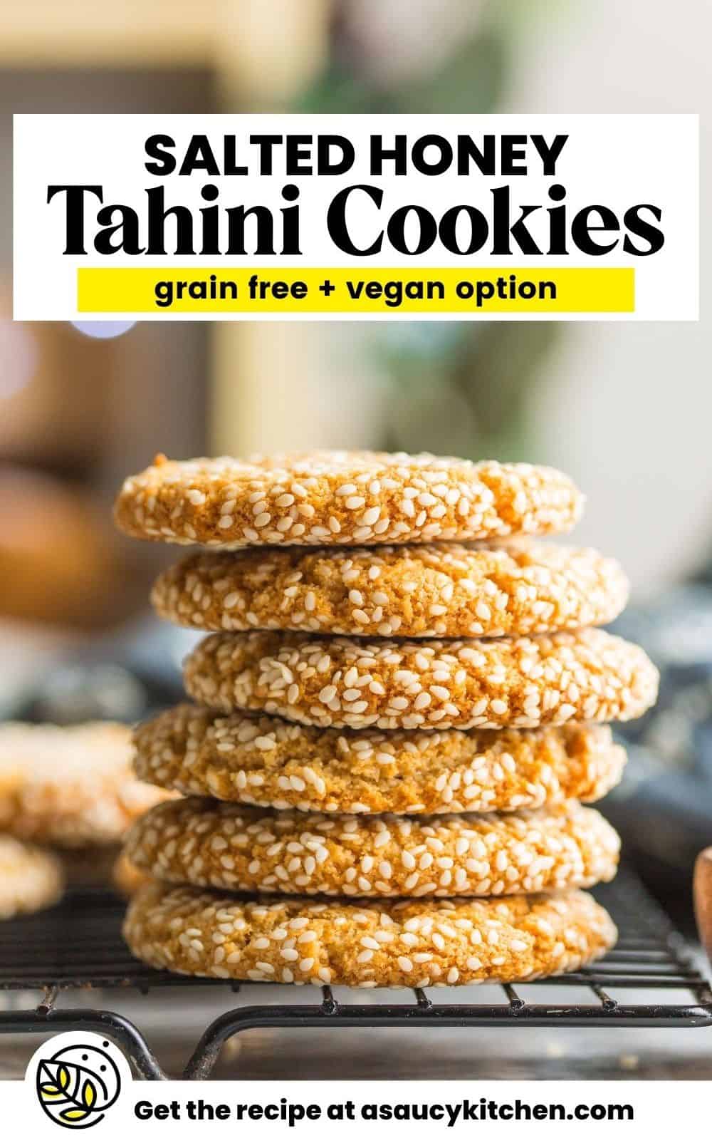 Salted Honey Tahini Cookies (Vegan Option) - A Saucy Kitchen