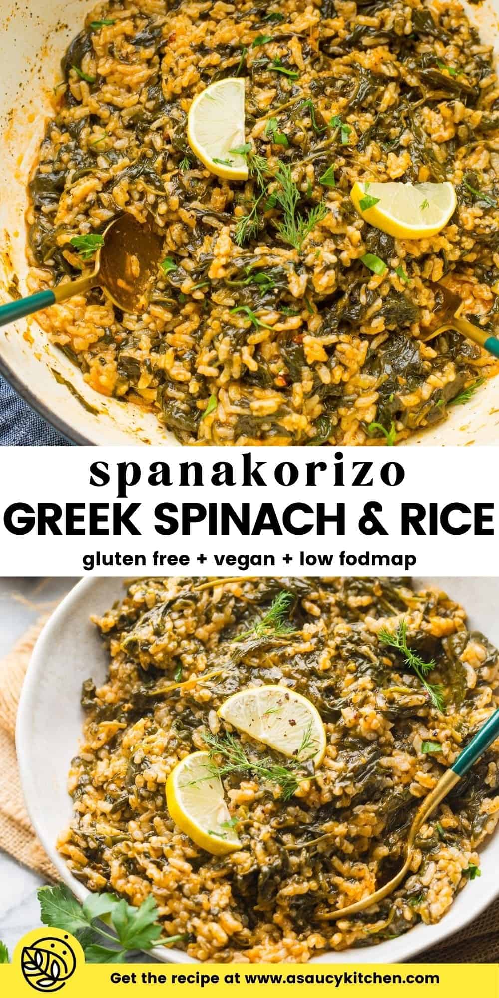 Spanakorizo (Greek Spinach and Rice) - A Saucy Kitchen