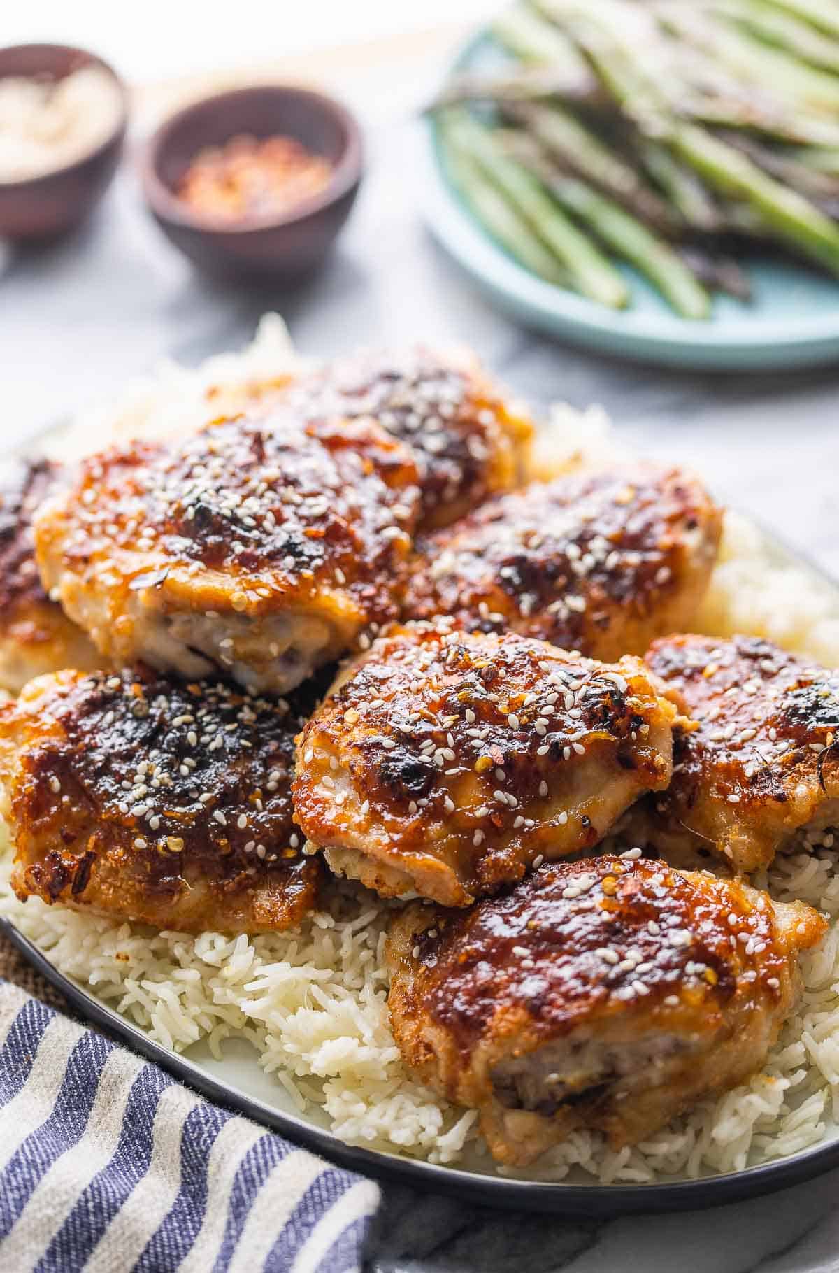 Baked Ginger Miso Chicken Thighs - A Saucy Kitchen