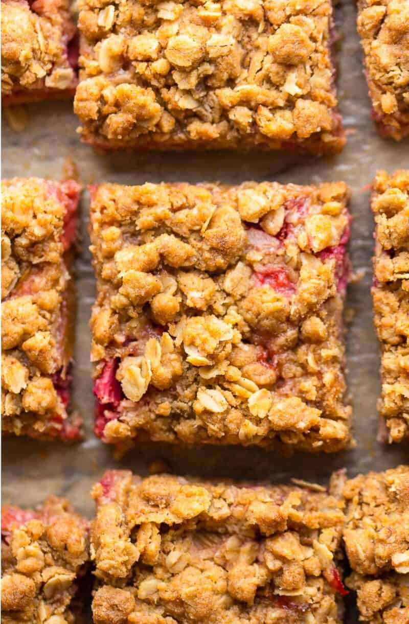 Strawberry Rhubarb Bars (GF & V) - A Saucy Kitchen