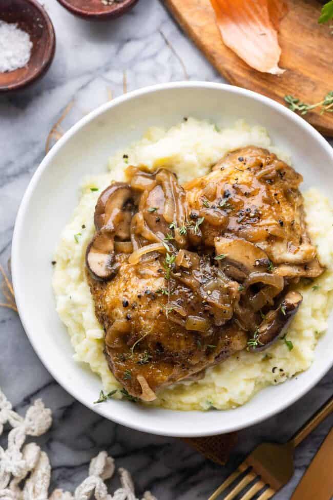 Apple Cider Braised Chicken Thighs A Saucy Kitchen