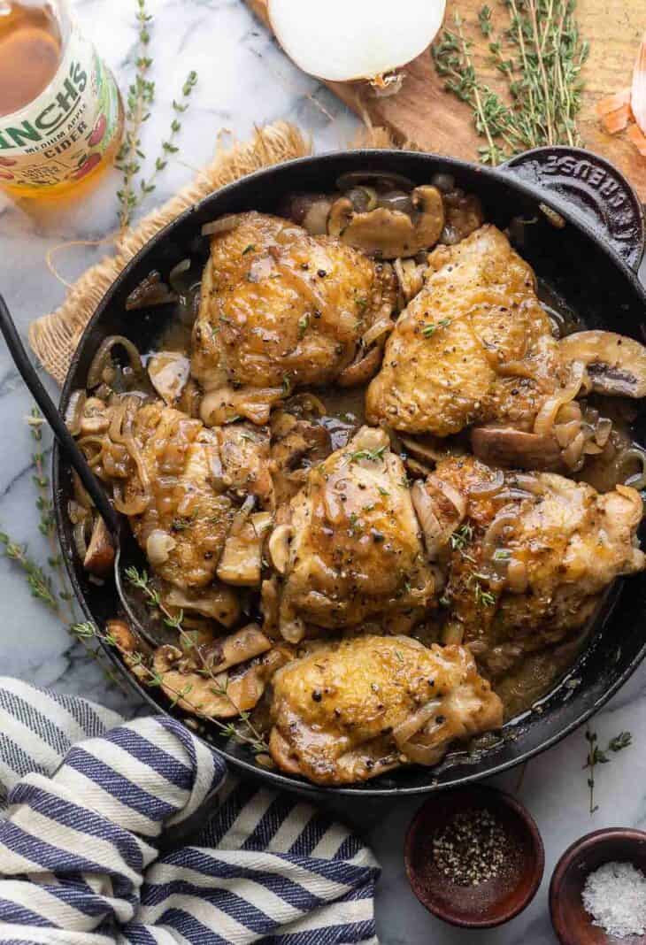 Apple Cider Braised Chicken Thighs - A Saucy Kitchen