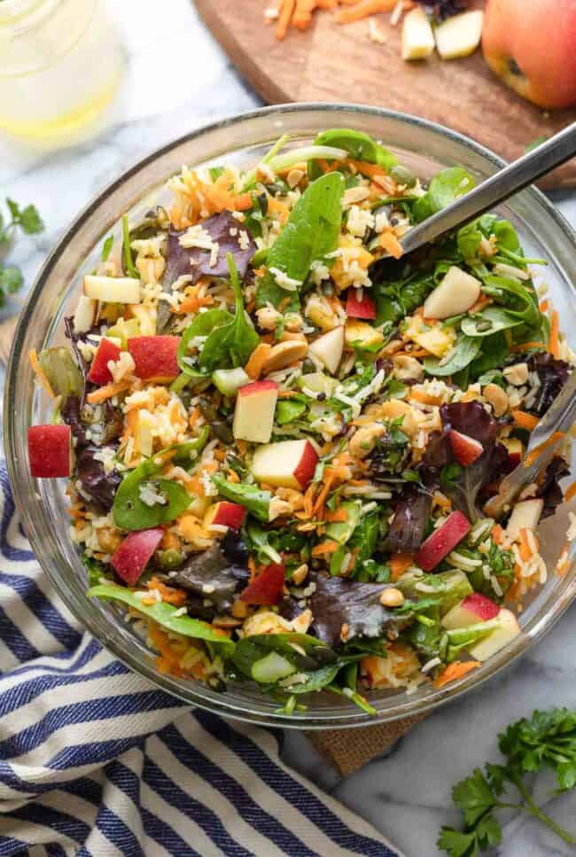 Crunchy Fall Rice Salad with Honey Apple Cider Vinaigrette - A Saucy ...