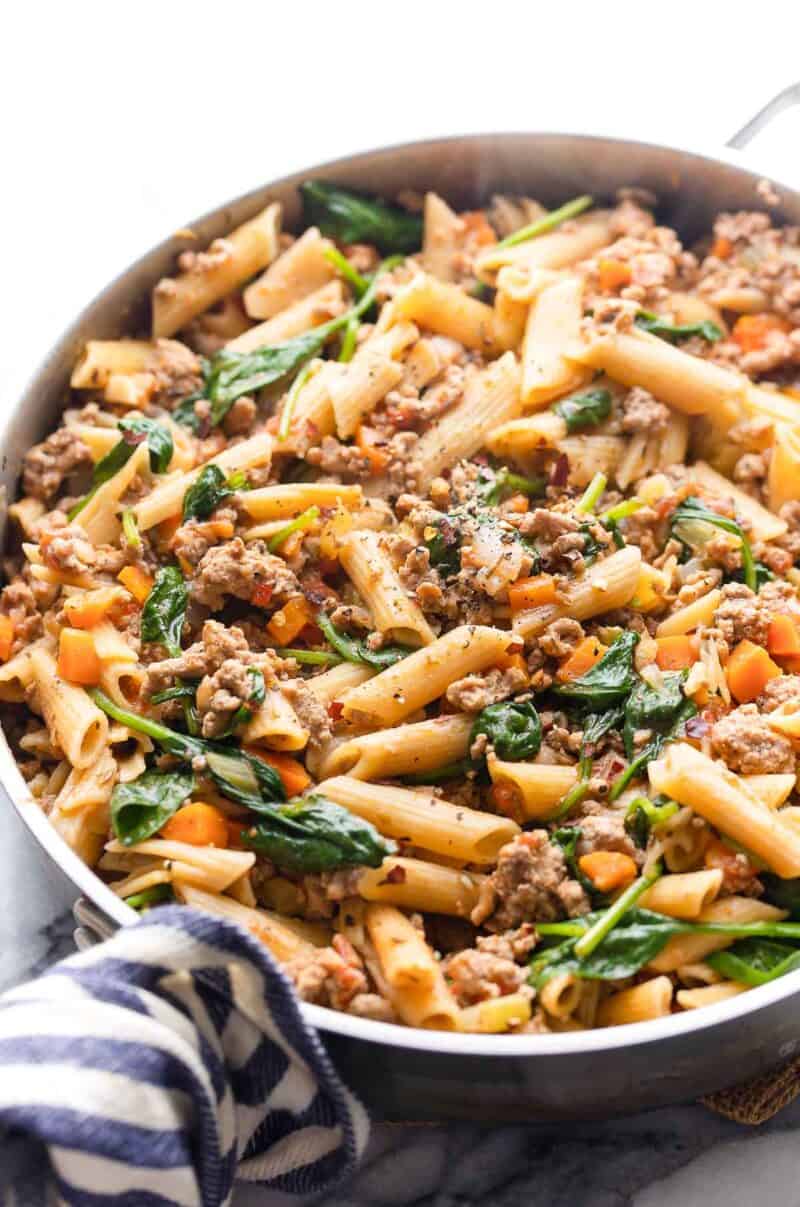 One Pot Ground Turkey Pasta - A Saucy Kitchen