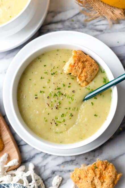 Leek and Potato Soup (Vegan/No Cream) - A Saucy Kitchen