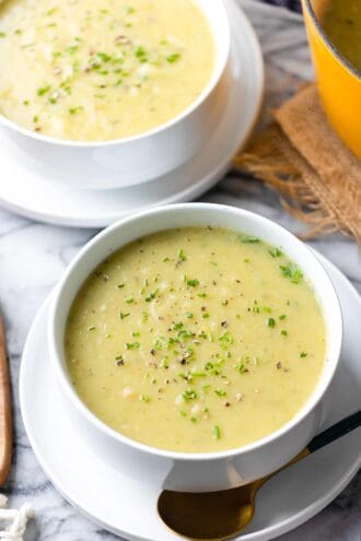Leek and Potato Soup (Vegan/No Cream) - A Saucy Kitchen