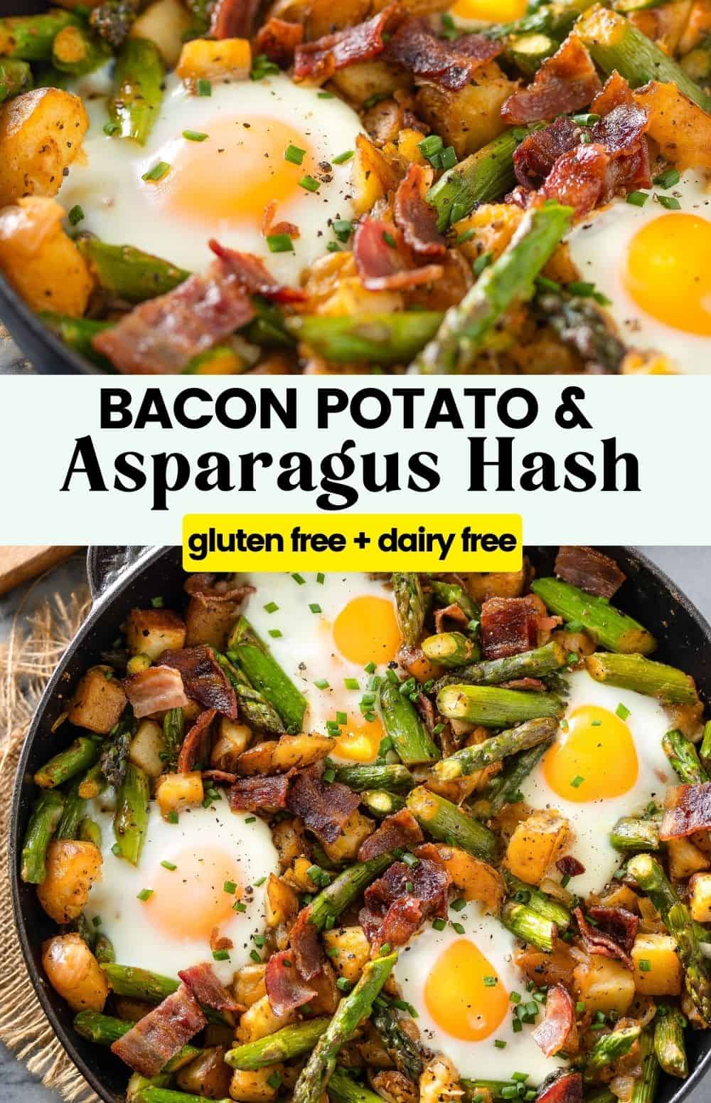 Asparagus Potato Hash with Bacon & Eggs - A Saucy Kitchen