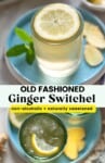 Ginger Switchel Recipe (Haymaker's Punch) pinterest marketing image with text: non alcoholic + naturally sweetened