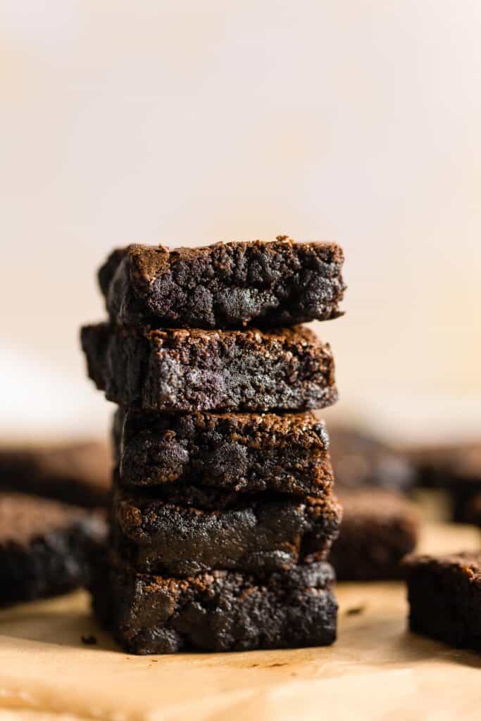 a stack of 5 carob brownies