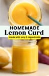 Easy Homemade Lemon Curd pinterest marketing image