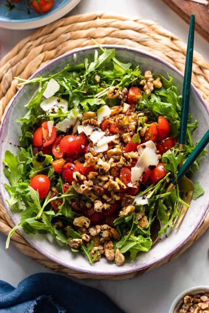 Tomato Arugula Salad with Walnuts - A Saucy Kitchen