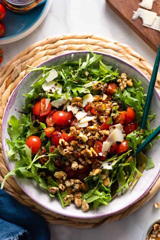 Tomato Arugula Salad with Walnuts - A Saucy Kitchen