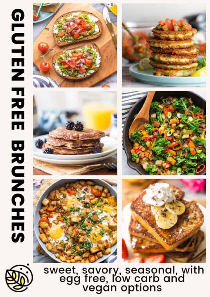 gluten free brunches pinterest marketing image "sweet, savory, seasonal with egg free, low carb and vegan options'