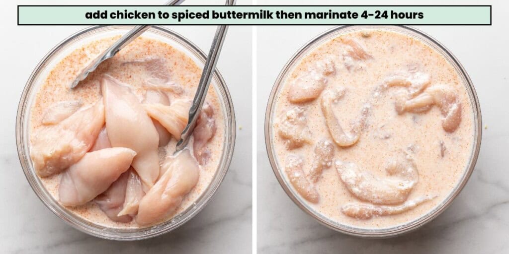 chicken in buttermilk marinade collage