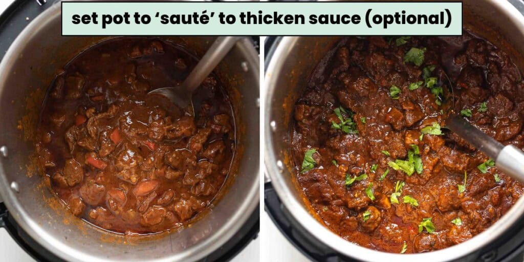 instant pot carne desmechada in instant pot before and after thickening sauce