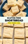 Gluten Free Shortbread Pinterest marketing image: thick, buttery, easy